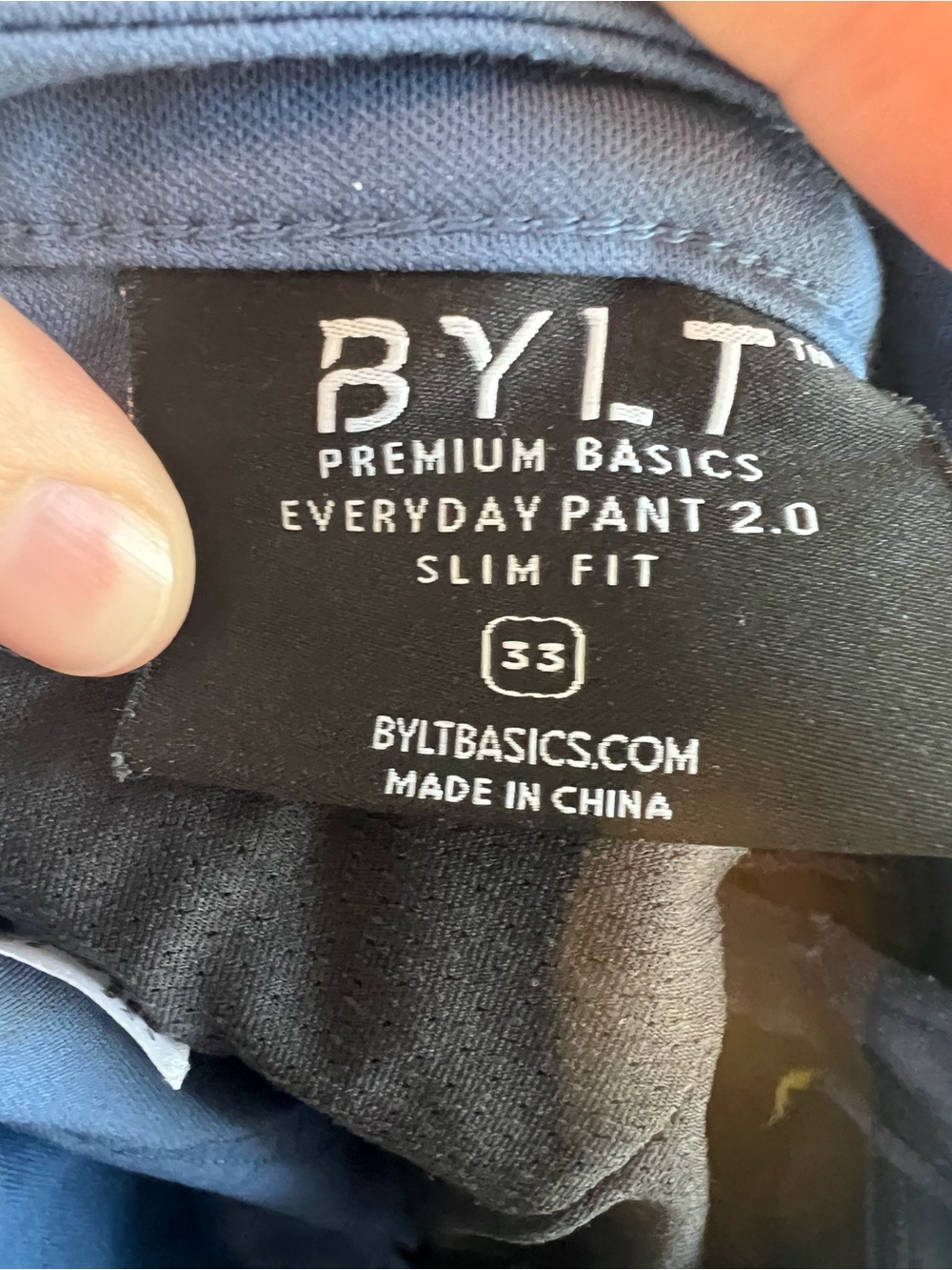 BYLT Premium Basics Everyday Pant 2.0 Slim Fit Flat Front Men Pants 33 Blue/Teal - Picture 8 of 9